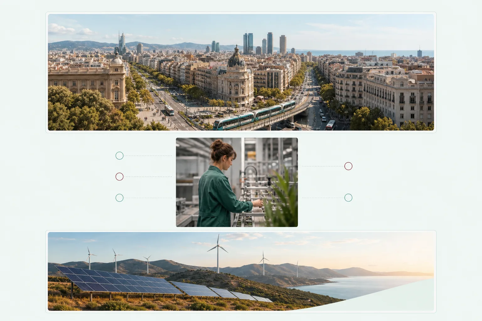 Infraestructura moderna y paisaje español vinculados a innovación y transición energética
